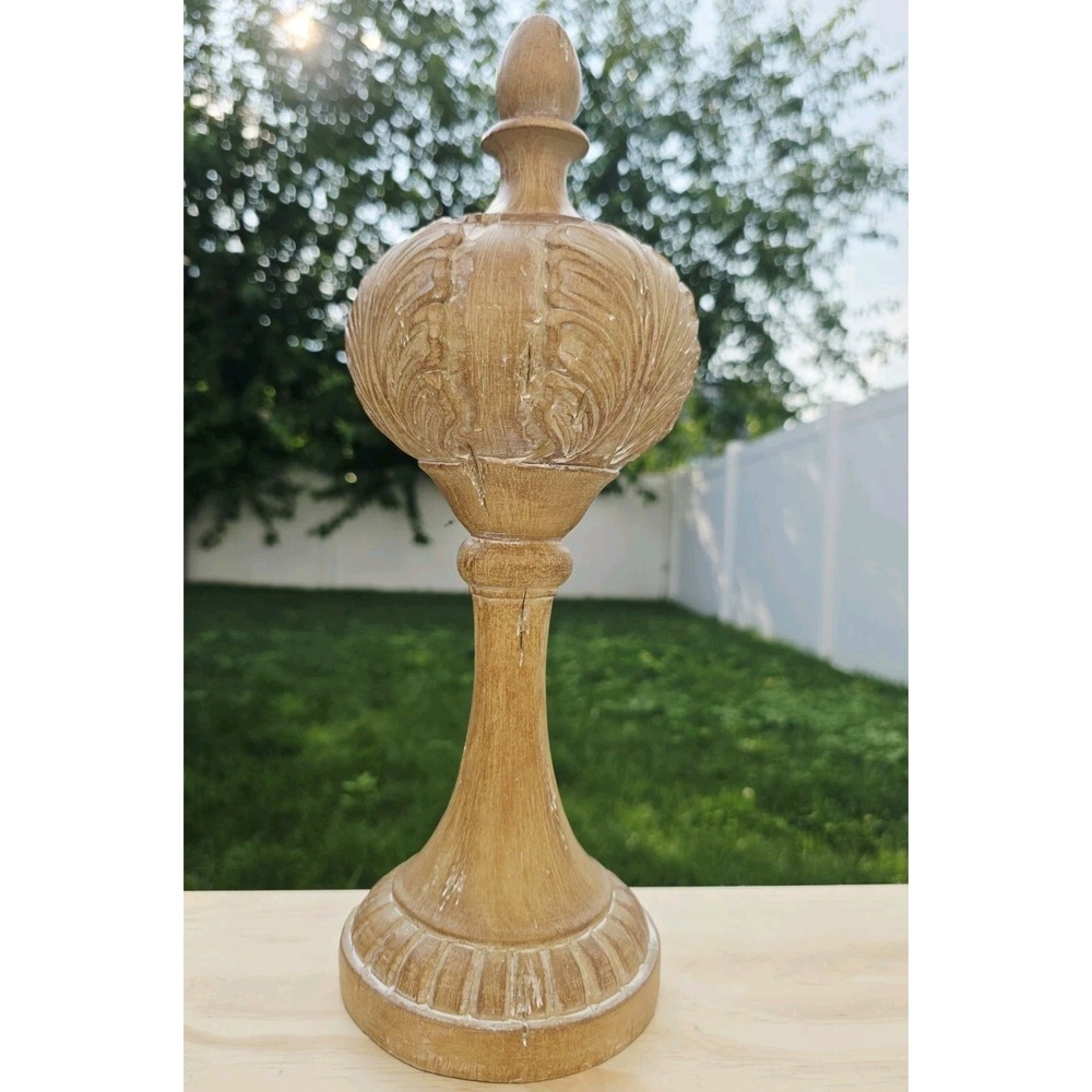Wooden Finial Decorative Accent Distressed Table Accent Home Decor 14"